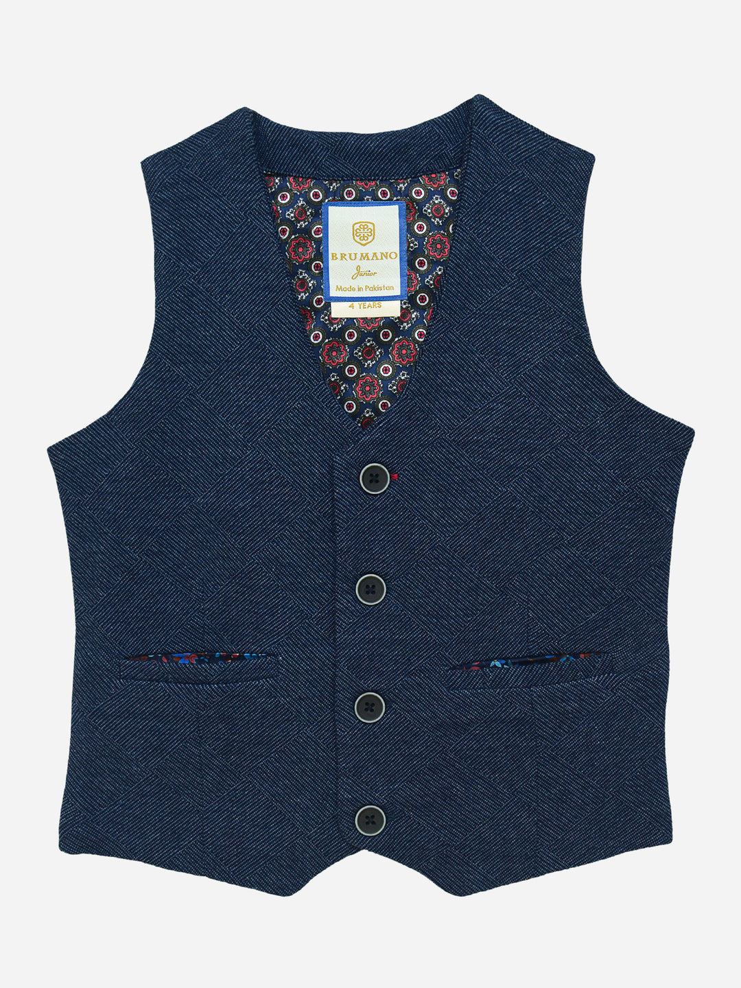 Blue Patterned Suit Waistcoat Brumano Pakistan