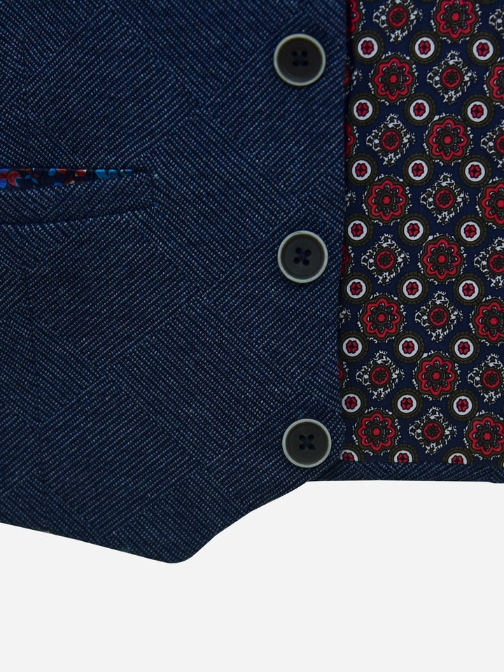 Blue Patterned Suit Waistcoat Brumano Pakistan