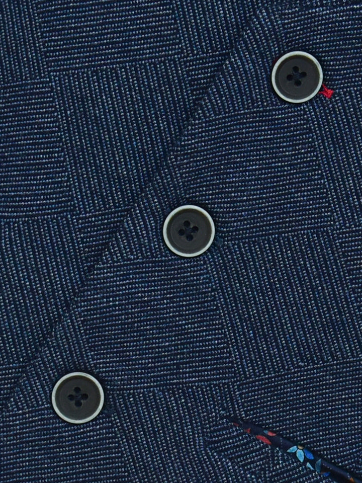 Blue Patterned Suit Waistcoat Brumano Pakistan