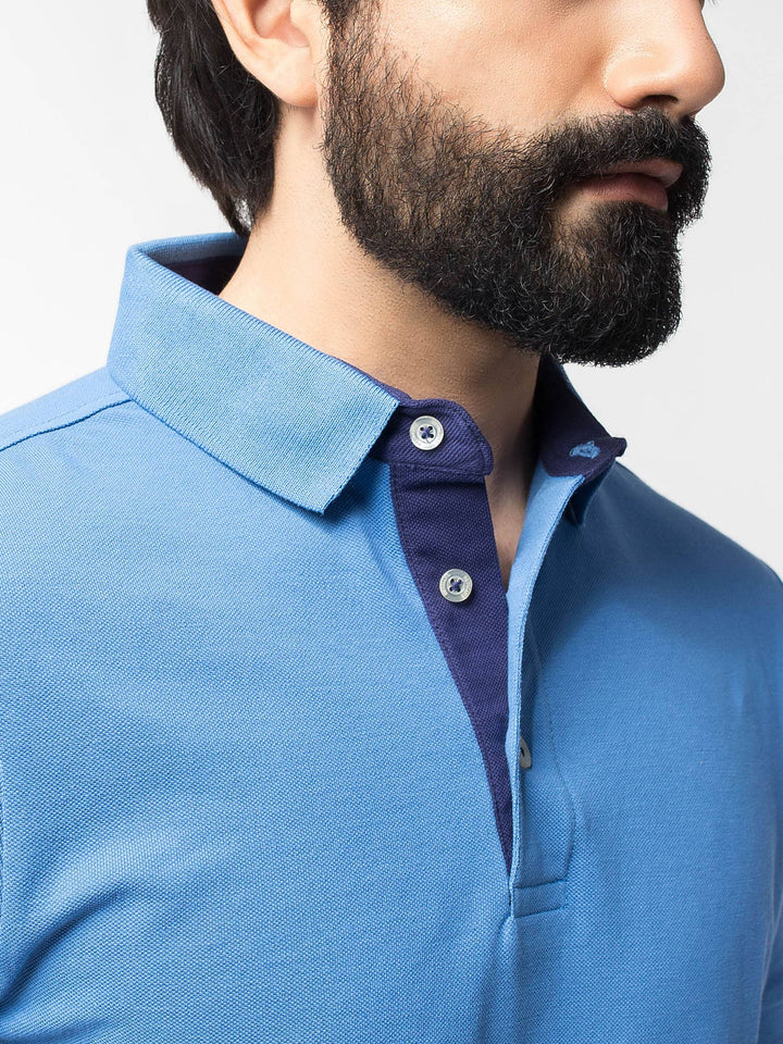 Slim-Fit Blue Pima Polo Shirt