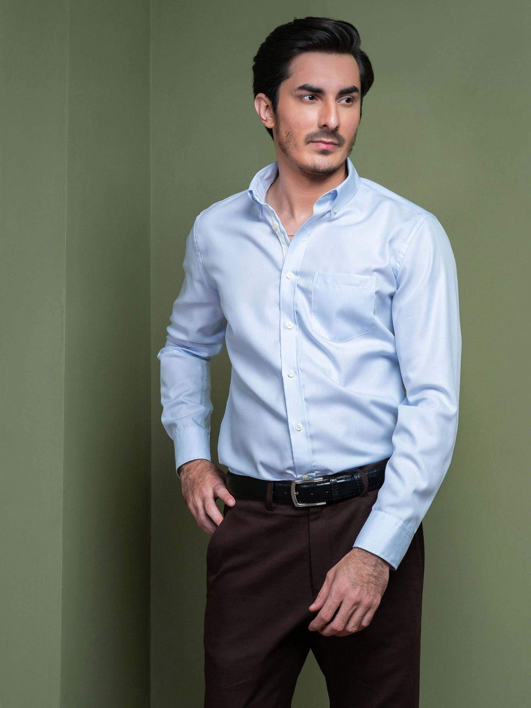 Blue Pinstriped Button Down Shirt