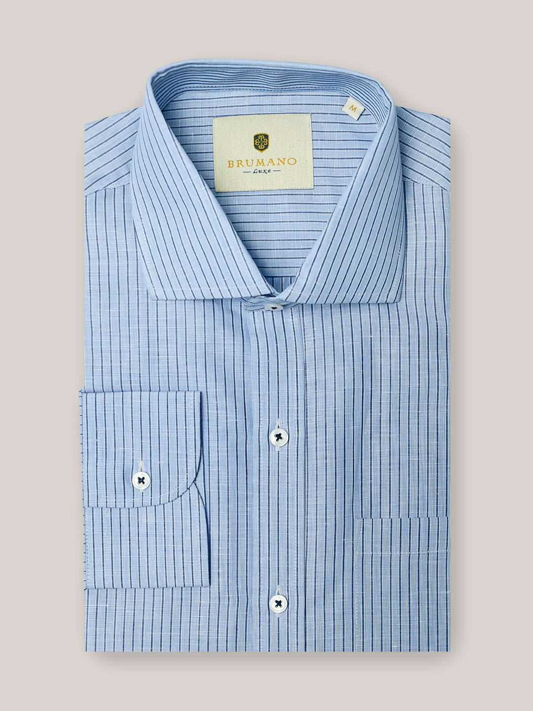 Blue Pinstriped Linen Shirt Brumano Pakistan