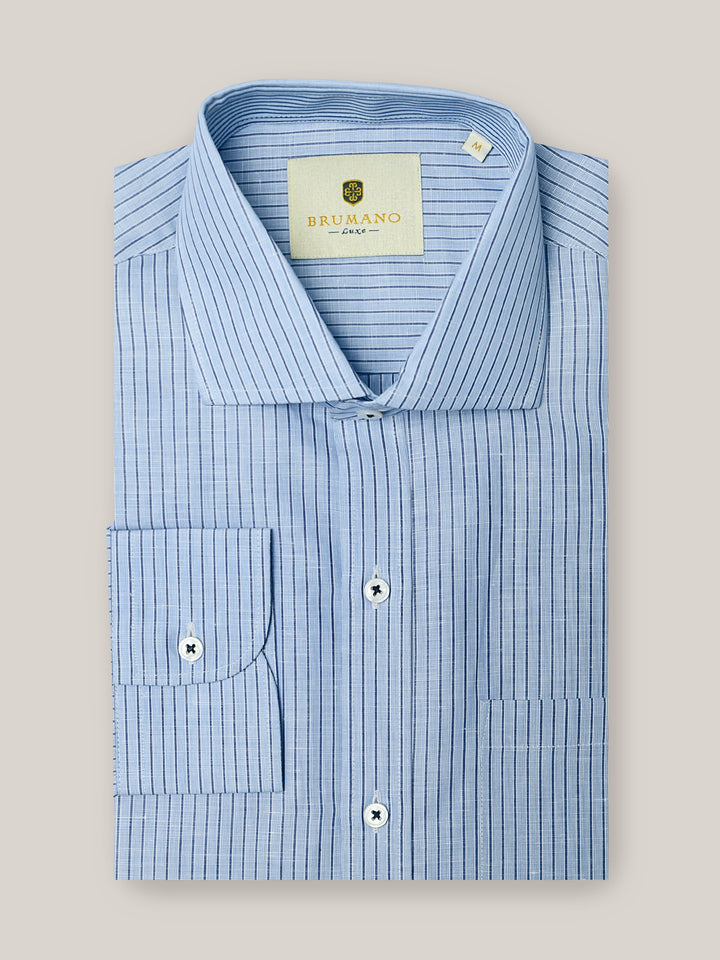Blue Pinstriped Linen Shirt Brumano Pakistan