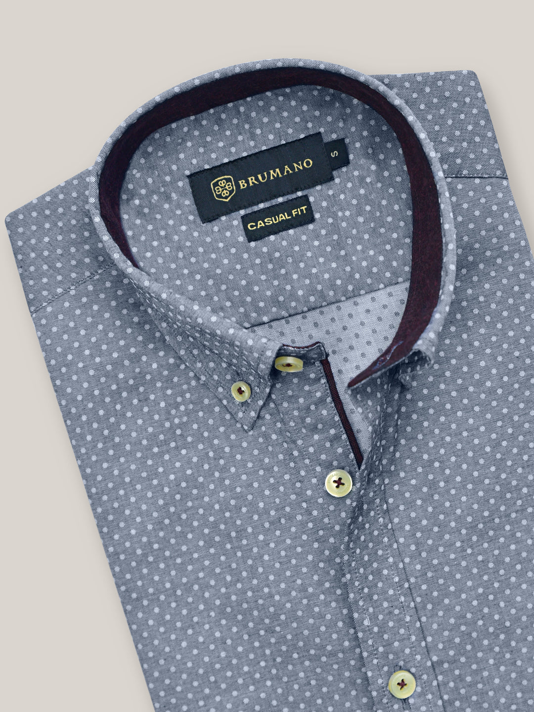 Blue Polka Dot Printed Button Down Shirt Brumano Pakistan