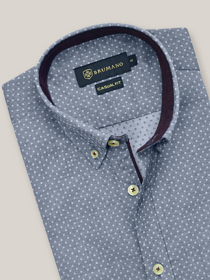Blue Polka Dot Printed Button Down Shirt Brumano Pakistan