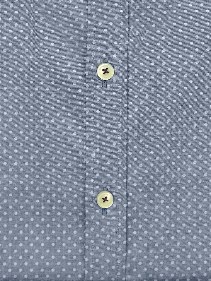 Blue Polka Dot Printed Button Down Shirt Brumano Pakistan