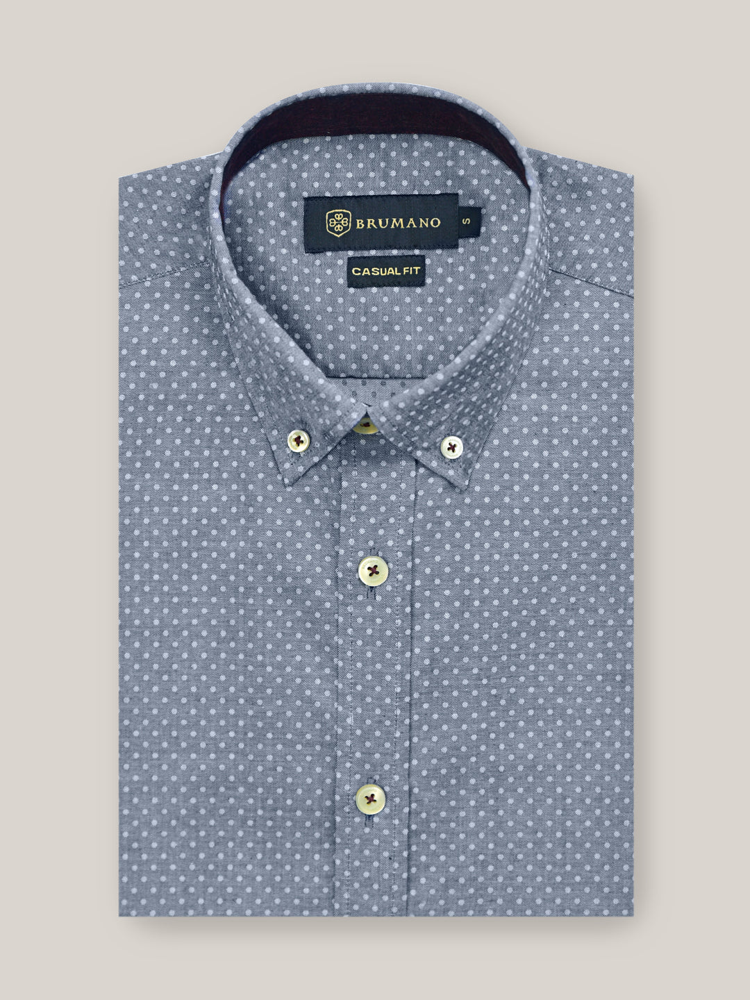 Blue Polka Dot Printed Button Down Shirt Brumano Pakistan