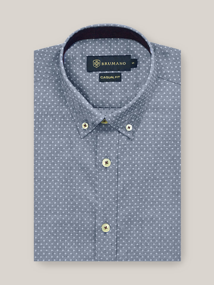 Blue Polka Dot Printed Button Down Shirt Brumano Pakistan