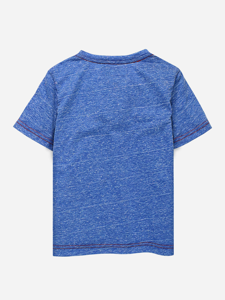 Blue Printed Short Sleeves Casual T-Shirt Brumano Pakistan