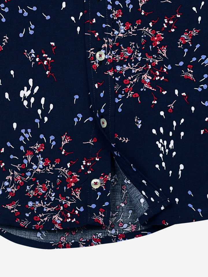 Blue & Red Floral Printed Casual Shirt Brumano Pakistan