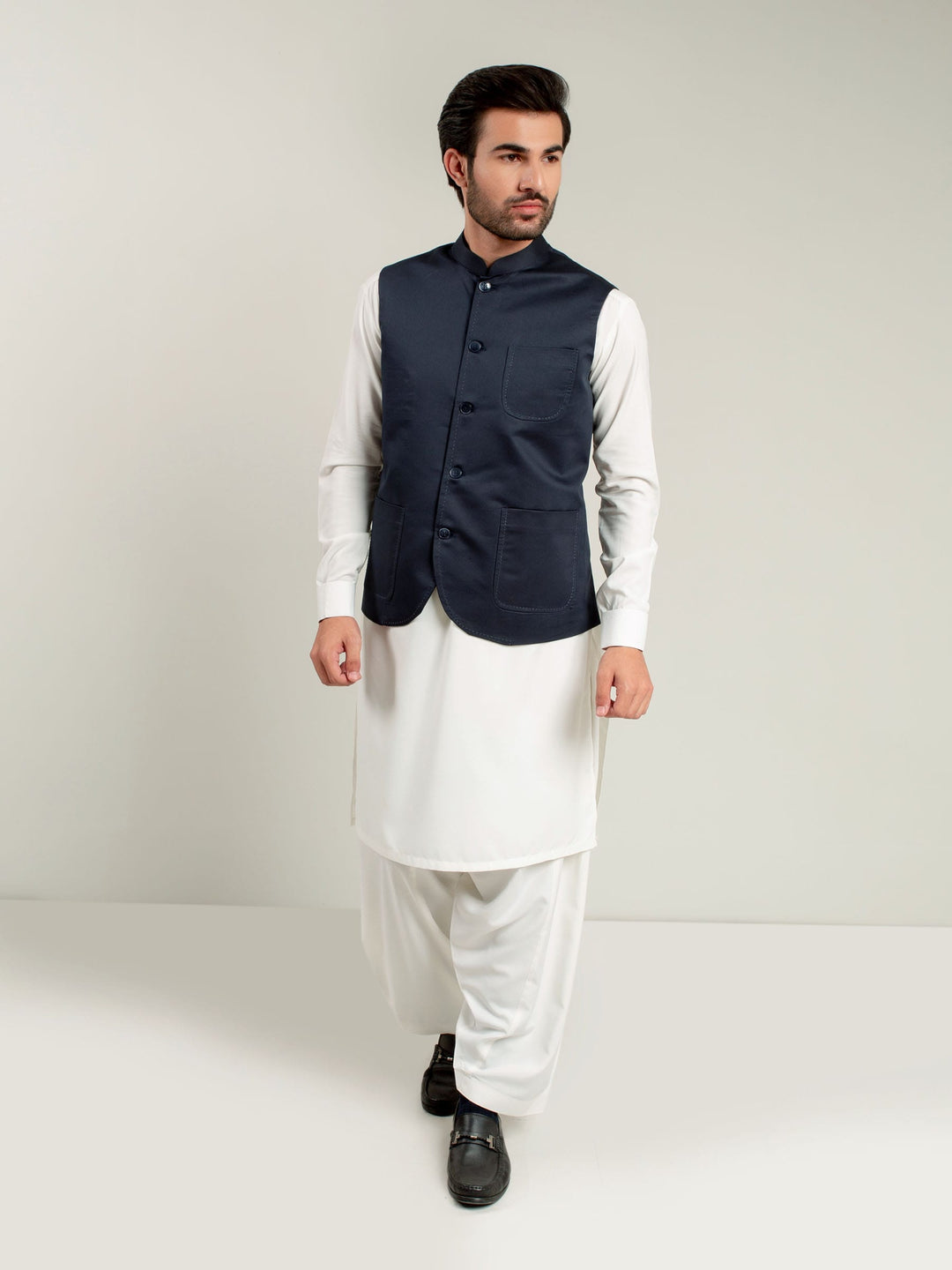 Blue Satin Waistcoat Brumano Pakistan