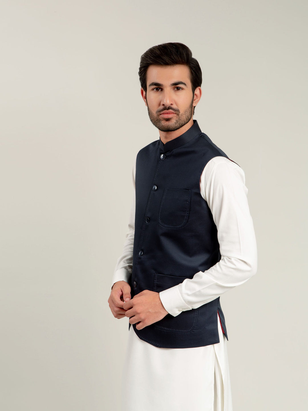 Blue Satin Waistcoat Brumano Pakistan