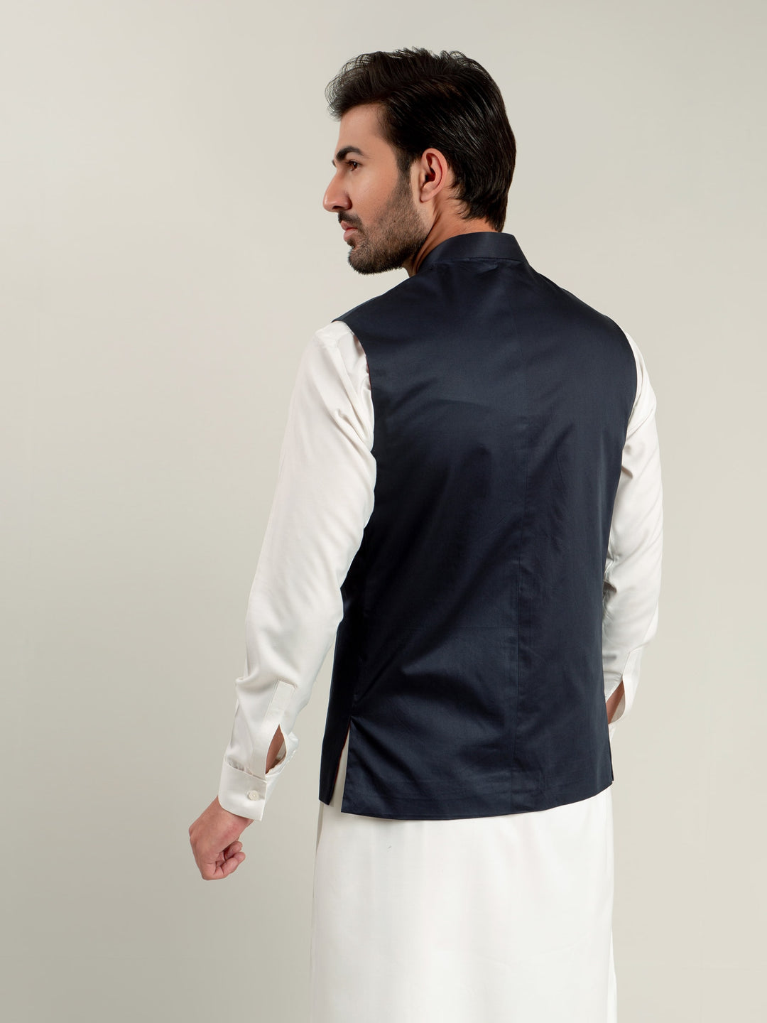 Blue Satin Waistcoat Brumano Pakistan