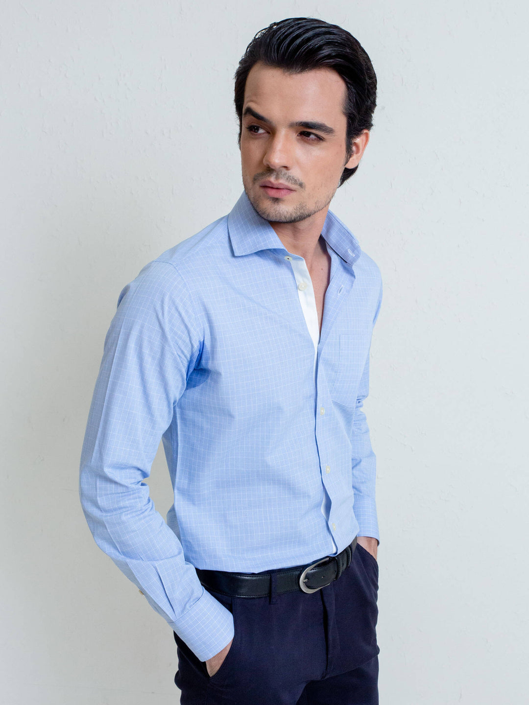 Blue Shepherd Check Formal Shirt Brumano Pakistan