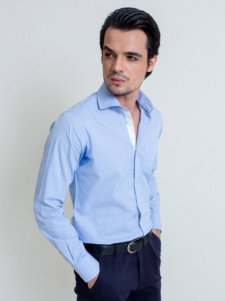 Blue Shepherd Check Formal Shirt Brumano Pakistan