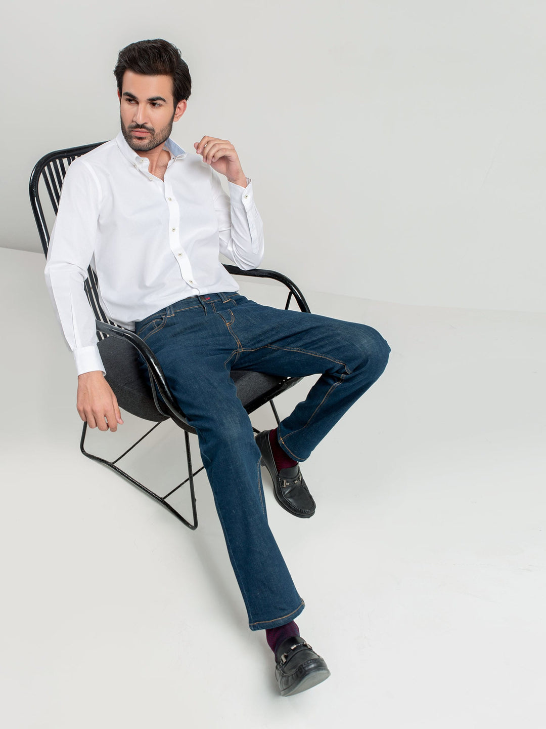 Blue Slim Fit Jeans With Detailing Brumano Pakistan