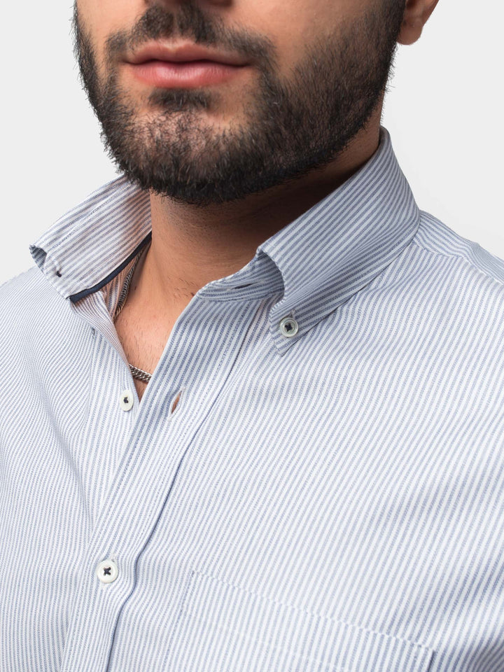 Blue Slim Striped Shirt