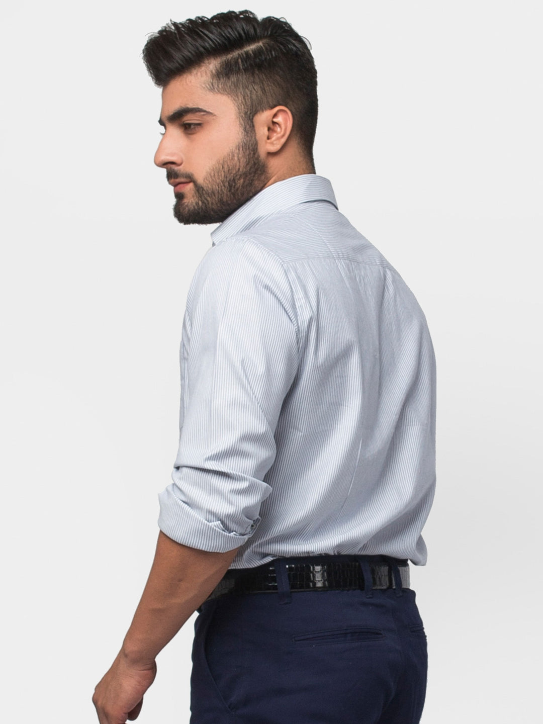 Blue Slim Striped Shirt