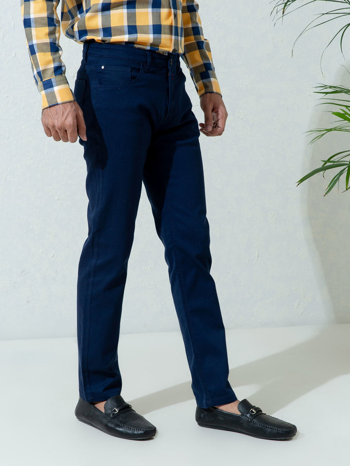 Blue Slub Five Pocket Slim Fit Trouser Brumano Pakistan
