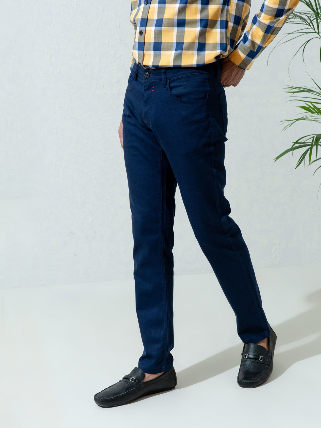 Blue Slub Five Pocket Slim Fit Trouser Brumano Pakistan