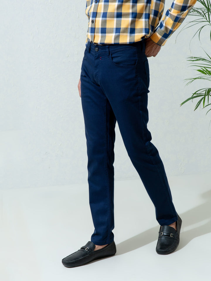 Blue Slub Five Pocket Slim Fit Trouser Brumano Pakistan