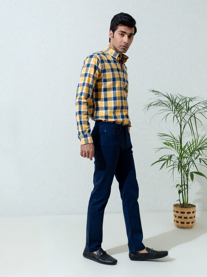 Blue Slub Five Pocket Slim Fit Trouser Brumano Pakistan