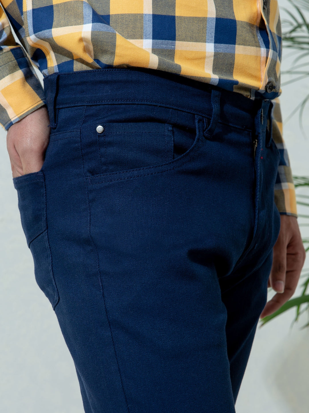 Blue Slub Five Pocket Slim Fit Trouser Brumano Pakistan