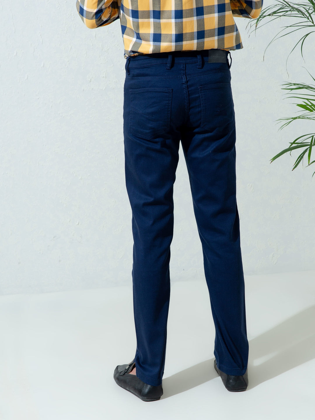 Blue Slub Five Pocket Slim Fit Trouser Brumano Pakistan