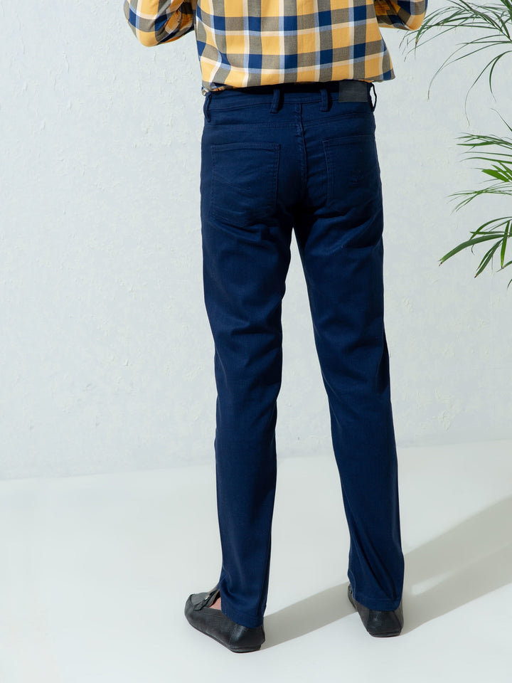 Blue Slub Five Pocket Slim Fit Trouser Brumano Pakistan