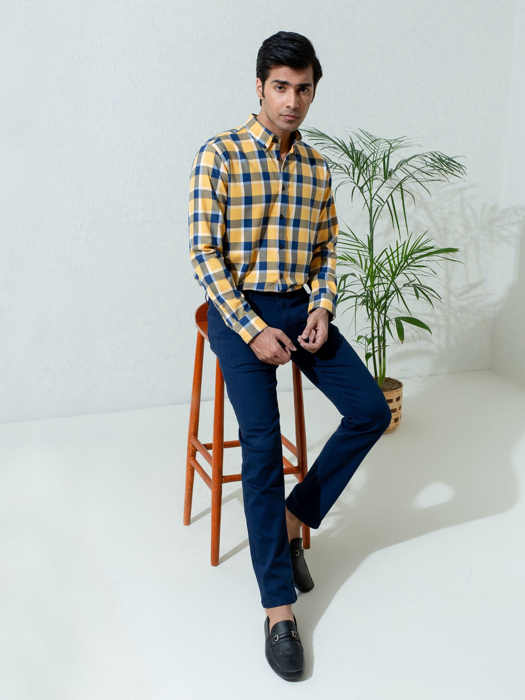 Blue Slub Five Pocket Slim Fit Trouser Brumano Pakistan