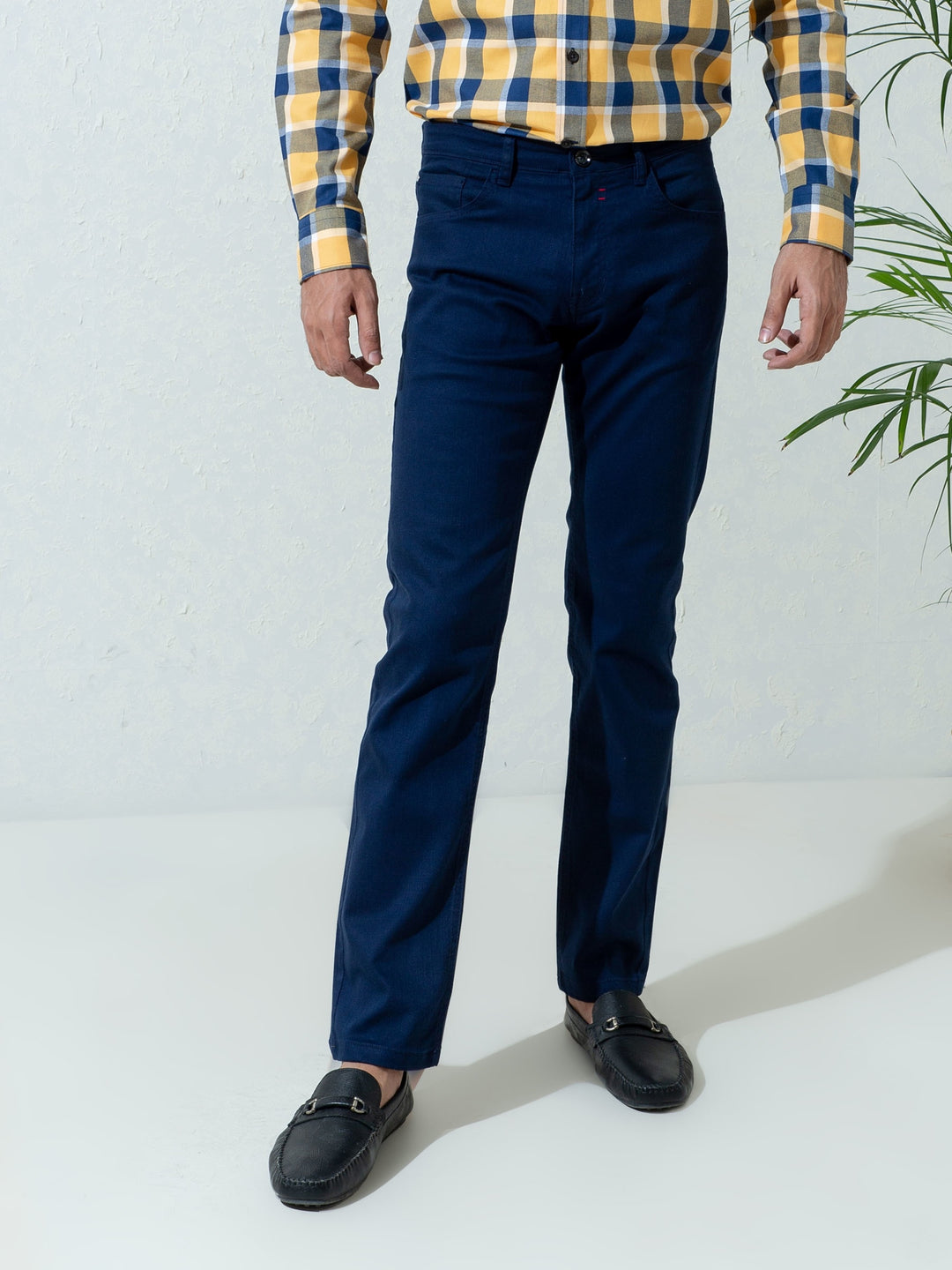 Blue Slub Five Pocket Slim Fit Trouser Brumano Pakistan