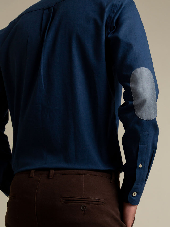Blue Slub Shirt With Elbow Patch Brumano Pakistan
