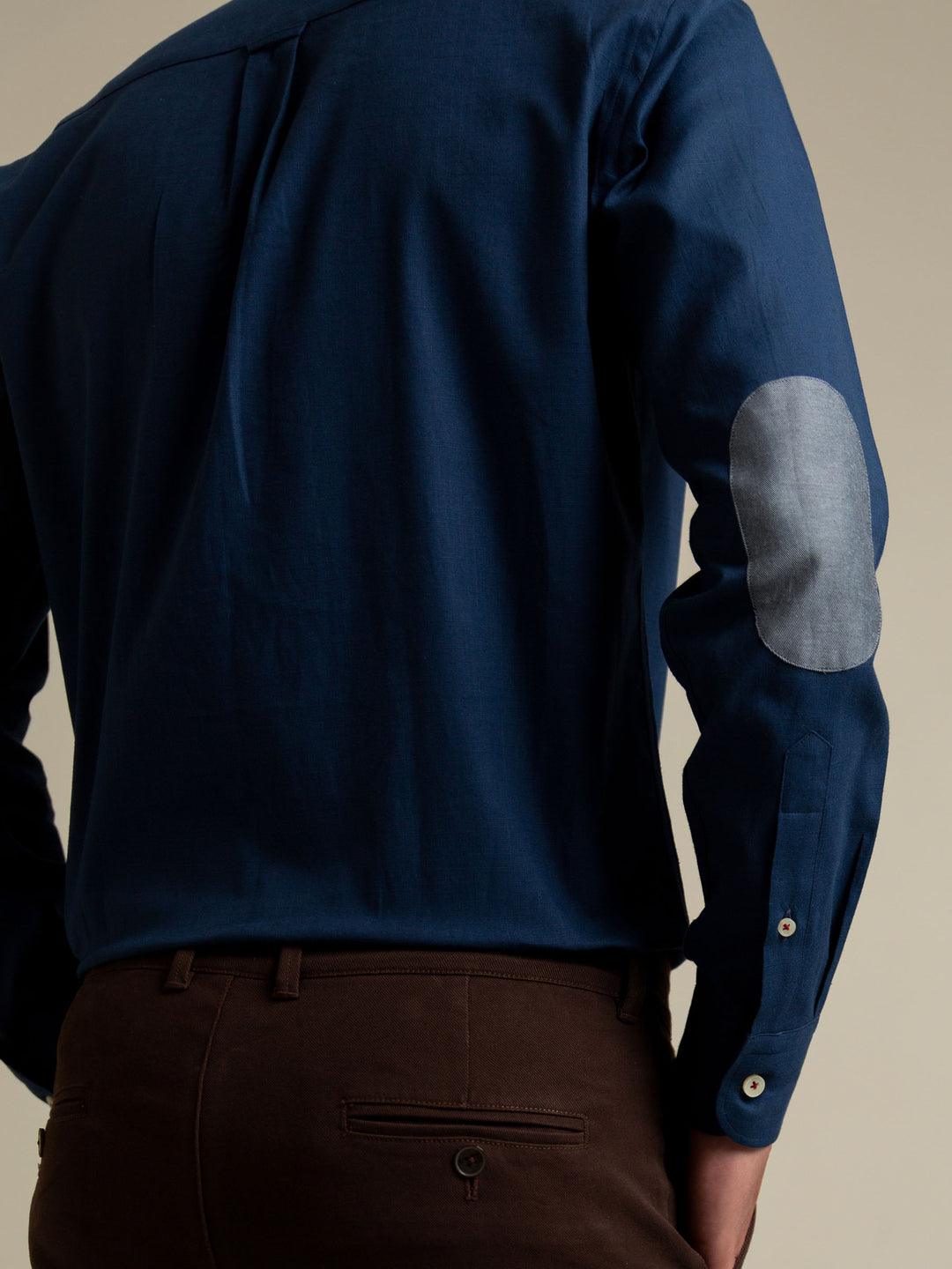 Blue Slub Shirt With Elbow Patch Brumano Pakistan