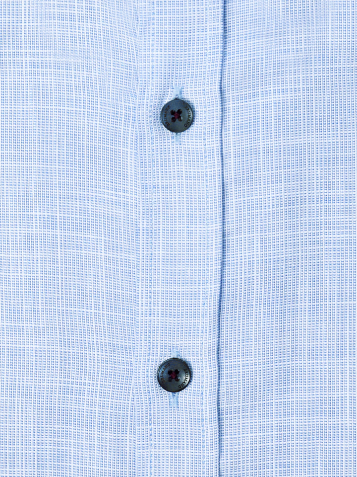 Blue Slub Structured Shirt With Beige Elbow Patch Brumano Pakistan