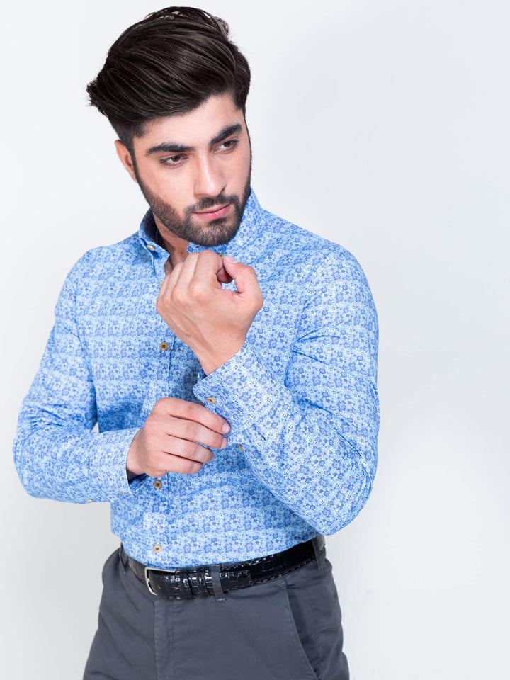 Blue Small Floral Printed Shirt Brumano Pakistan