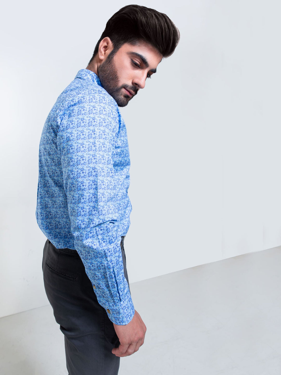 Blue Small Floral Printed Shirt Brumano Pakistan