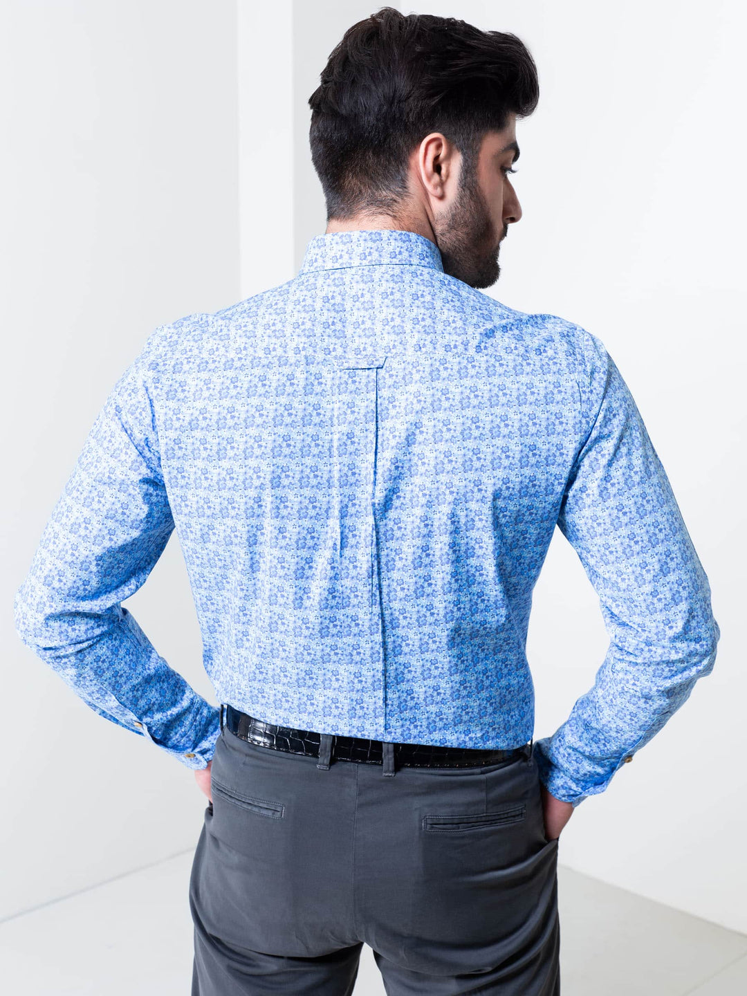 Blue Small Floral Printed Shirt Brumano Pakistan