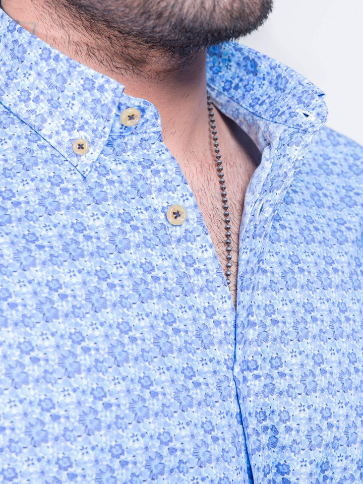 Blue Small Floral Printed Shirt Brumano Pakistan