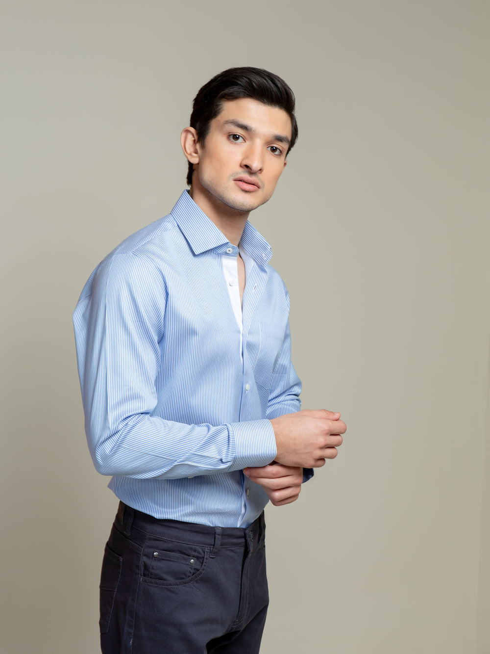 Blue Striped Formal Shirt