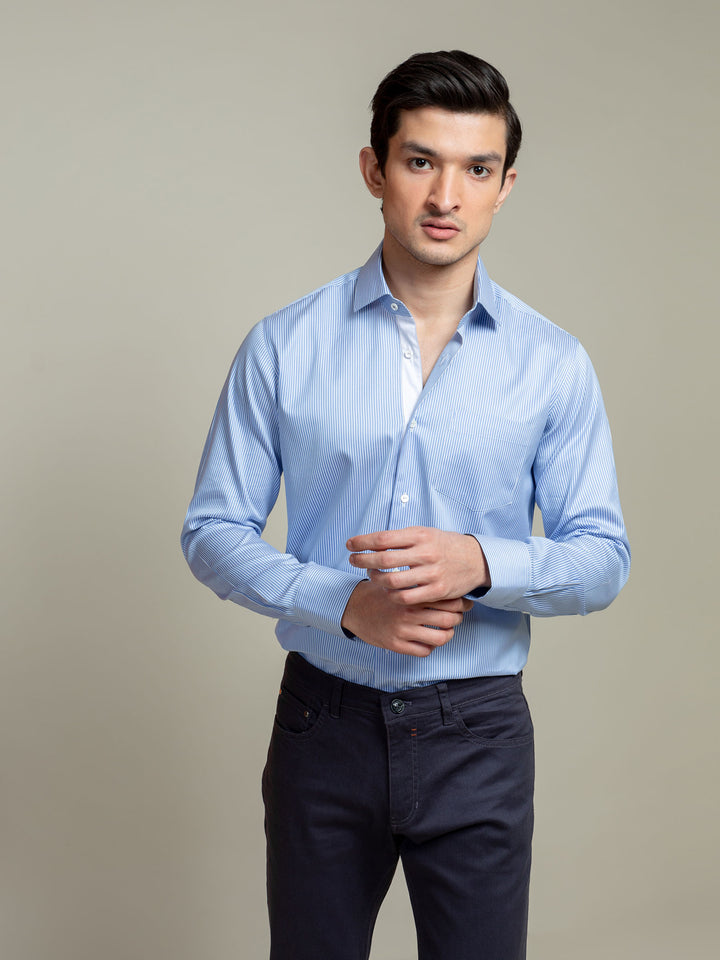 Blue Striped Formal Shirt Brumano Pakistan