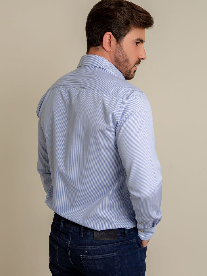 Blue Striped Formal Shirt With Classic Collar Brumano Pakistan