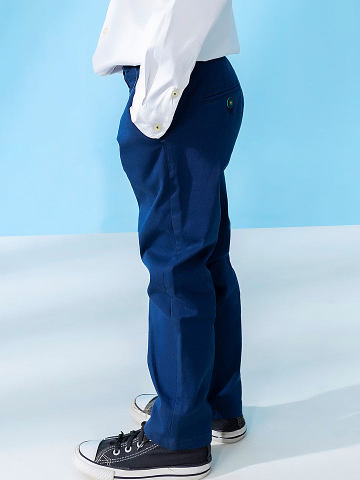 Blue Structured Casual Trouser With Stretch Brumano Pakistan
