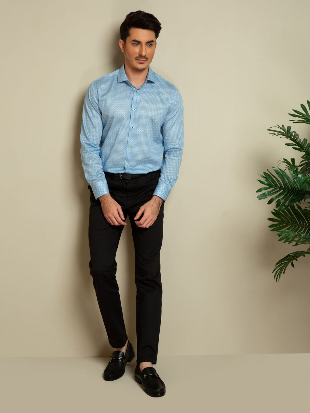 Blue Super Fine Printed Shirt Brumano Pakistan