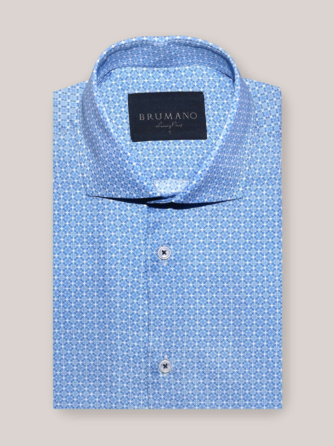 Blue Super Fine Printed Shirt Brumano Pakistan