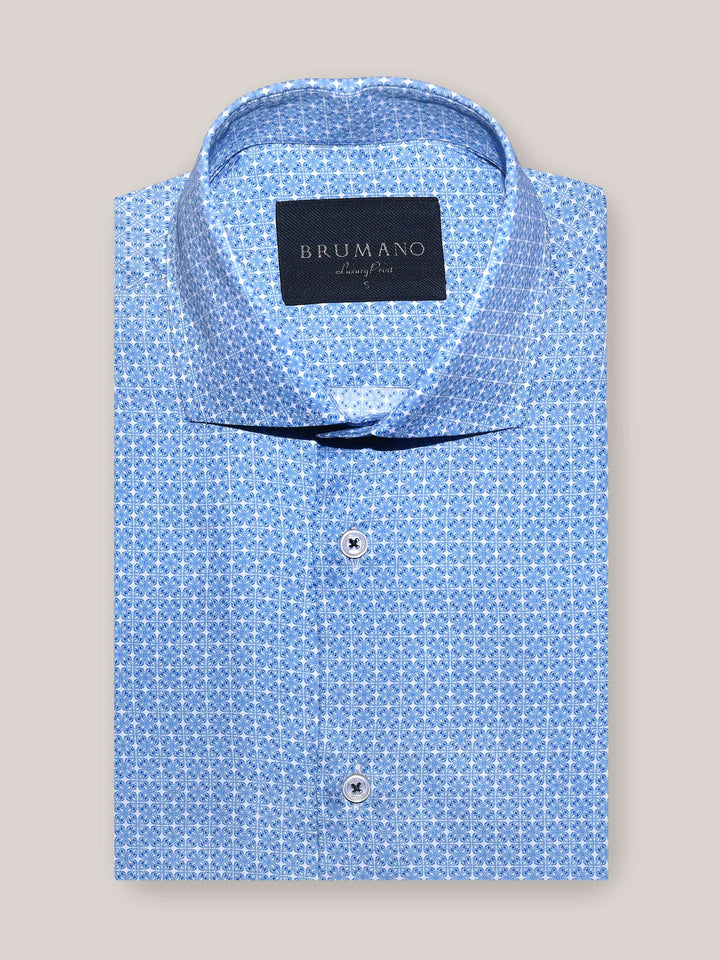Blue Super Fine Printed Shirt Brumano Pakistan