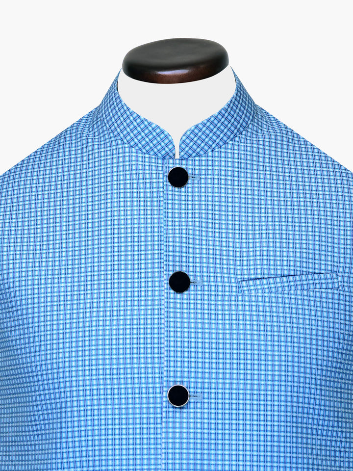 Blue Turquoise Patterned Waistcoat Brumano Pakistan