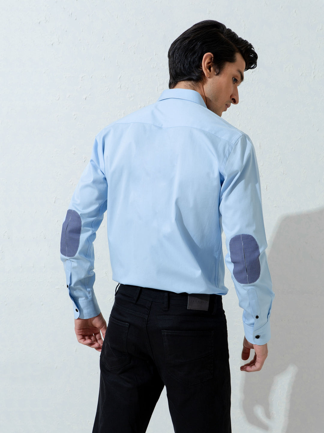 Blue Twill Shirt With Structured Elbow Patch Brumano Pakistan