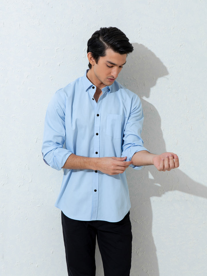 Blue Twill Shirt With Structured Elbow Patch Brumano Pakistan