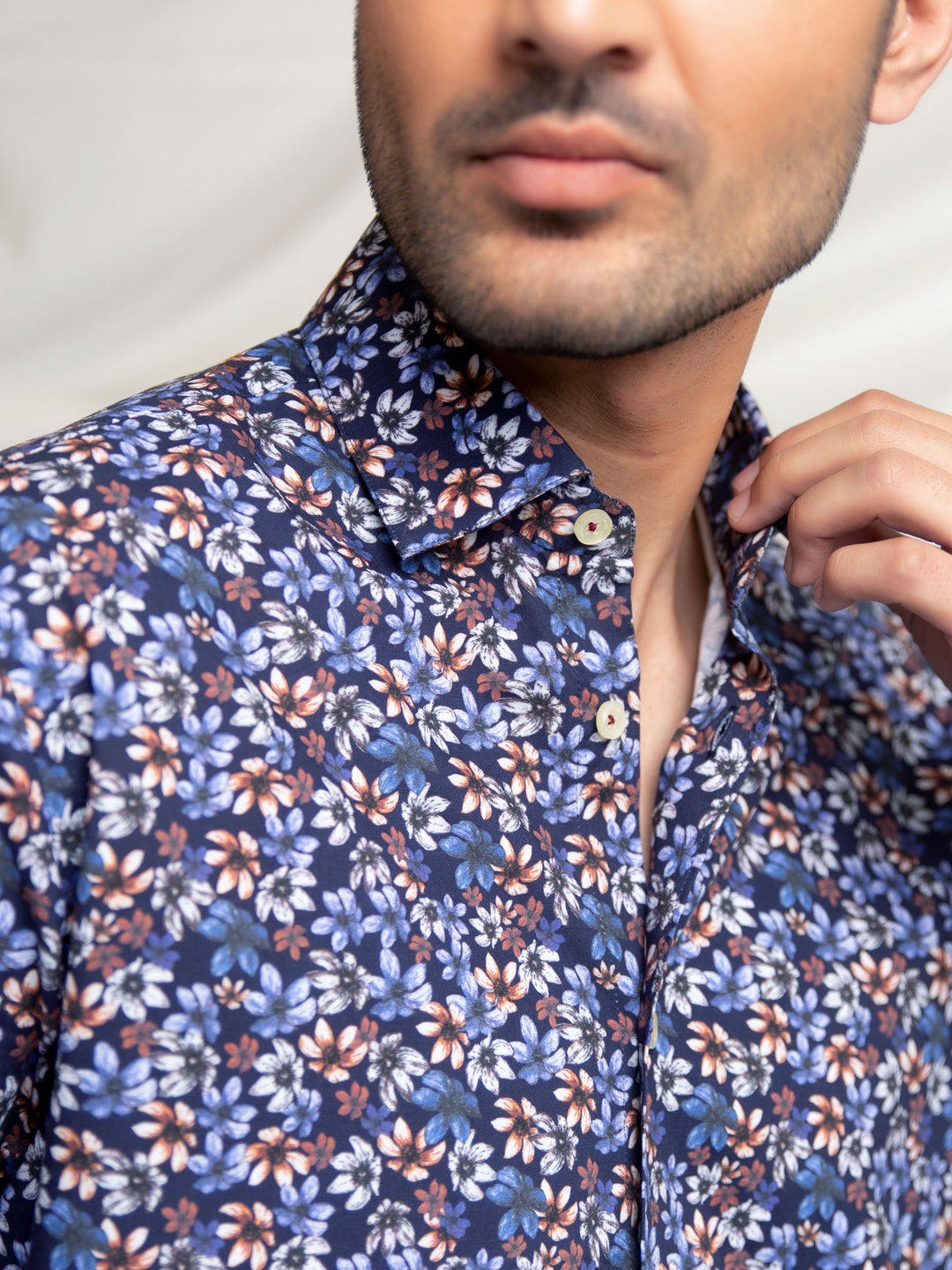 Blue Vibrant Floral Printed Shirt Brumano Pakistan