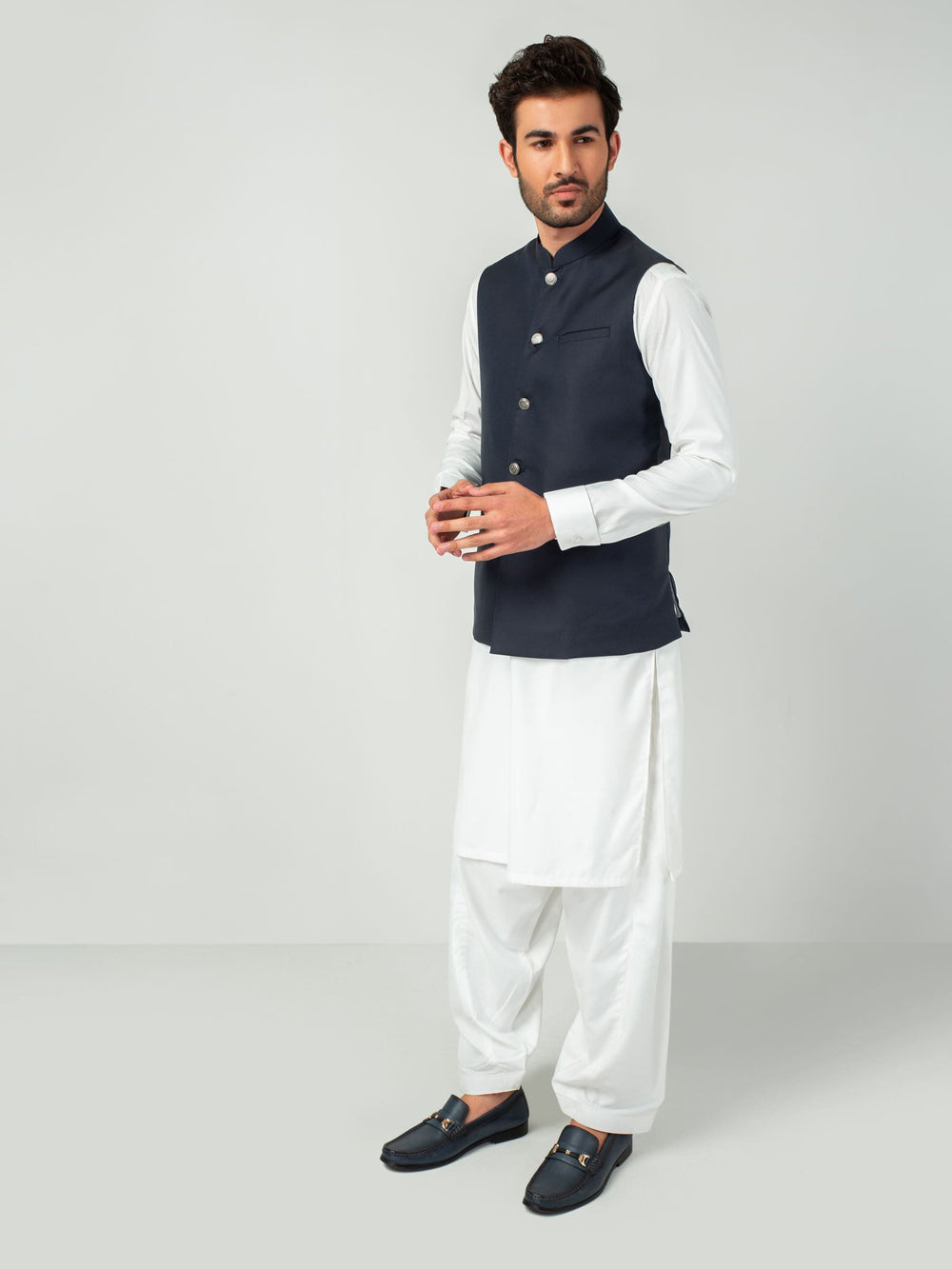Blue Waistcoat With Silver Buttons